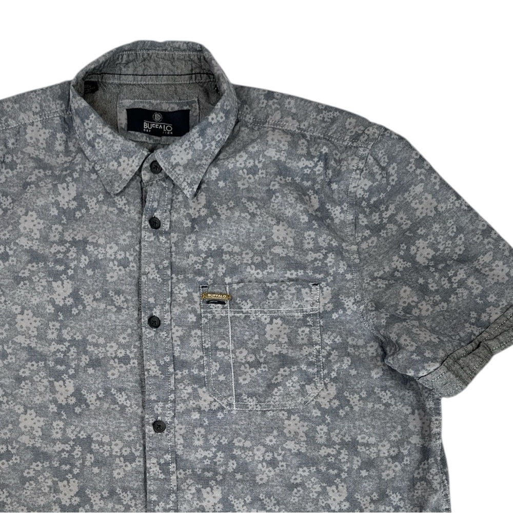 Buffalo David Bitton Men’s Floral Button Up Shirt Medium Gray